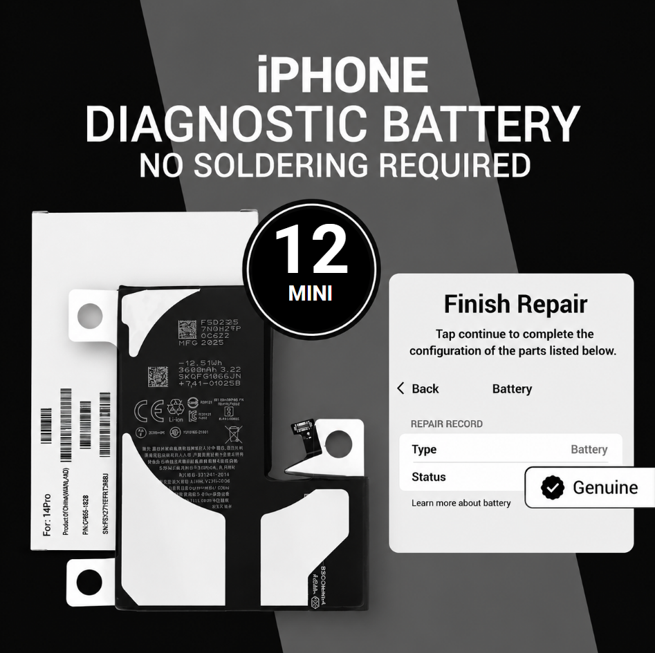 Diagnosable Battery for iPhone 12 Mini with OEM IC and PCB Board, No Pop-Up, No Soldering Required