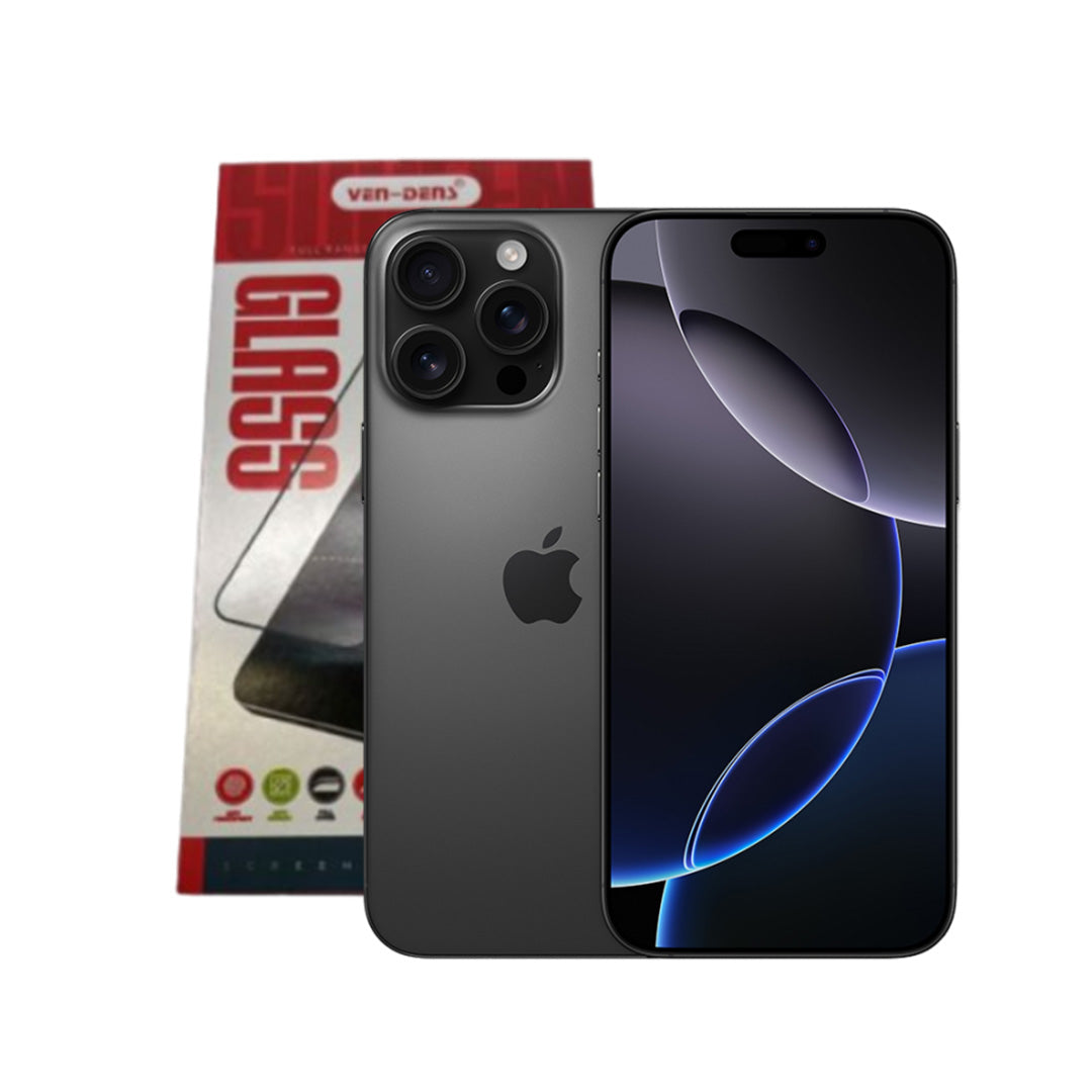 iPhone 16 Pro Full Glue Tempered Glass – Black
