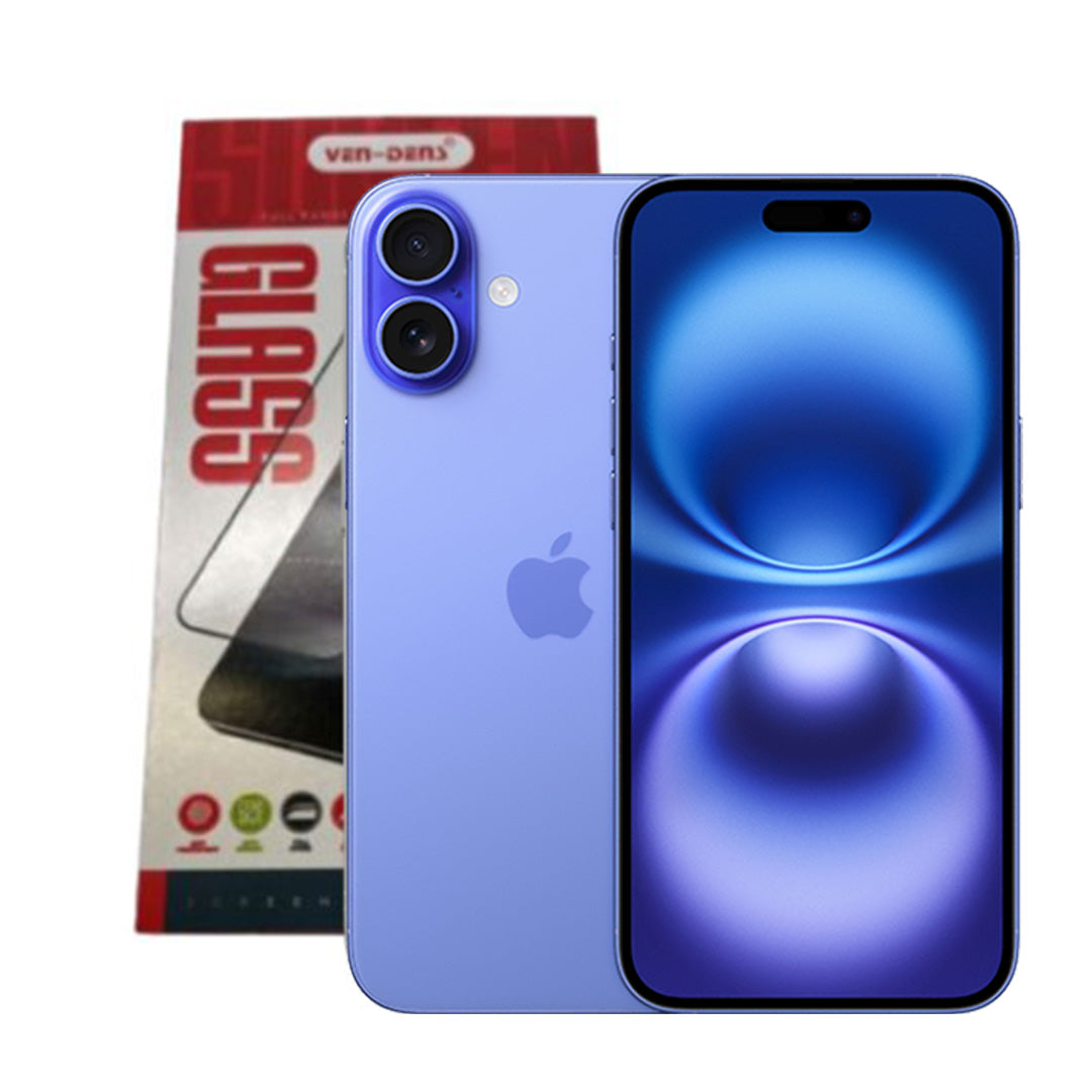 iPhone 16 Full Glue Tempered Glass – Black