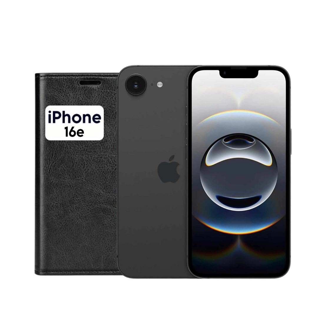 Wallet Flip Case For iPhone 16e – Black