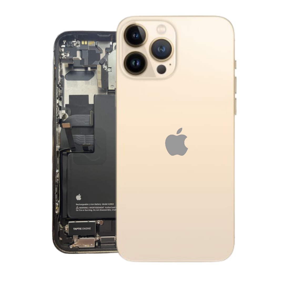 Original Pull – Reclaimed Back Housing with Parts and Battery For iPhone 13 Pro Max Grade A – Gold
