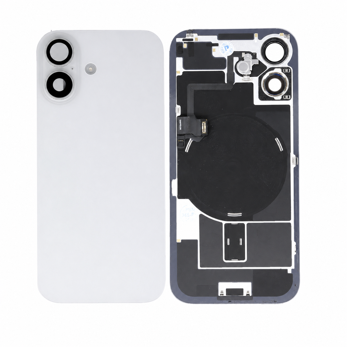 For iPhone 17 Rear Back Glass with Holder & Magnetic Ring White