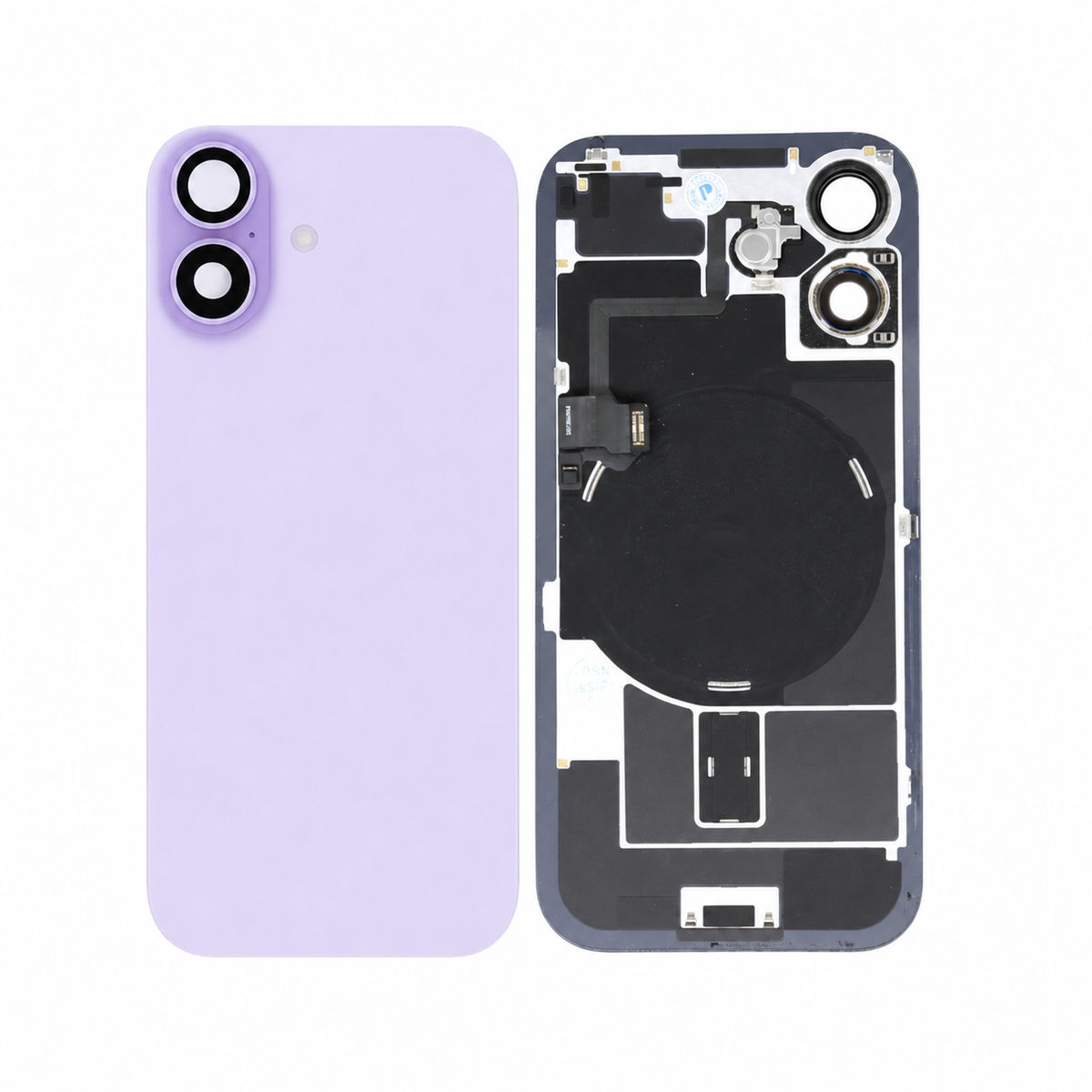 For iPhone 17 Rear Back Glass with Holder & Magnetic Ring Lavender