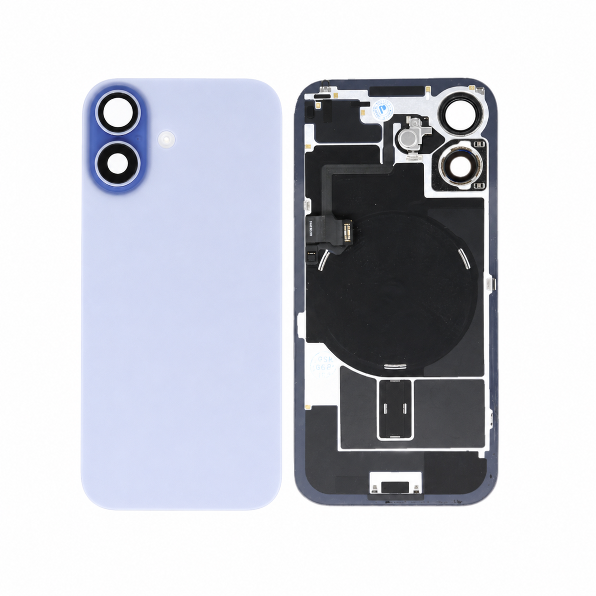 For iPhone 17 Rear Back Glass with Holder & Magnetic Ring Mist Blue